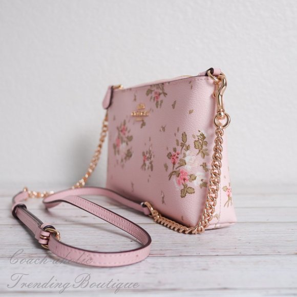 NWT Coach Zip Top Crossbody with Rose Print - Picture 4 of 8